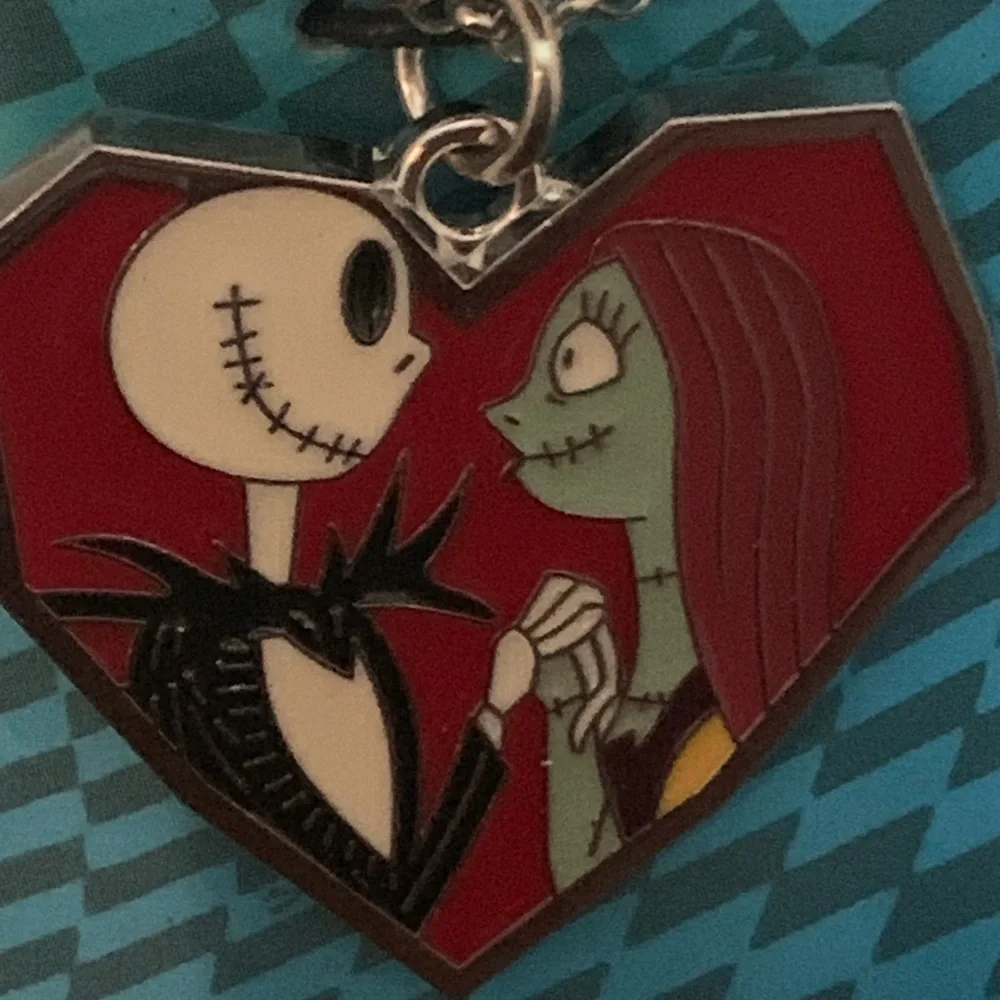 Nightmare before Christmas Jack & Sally Heart necklace & earring set V day gift